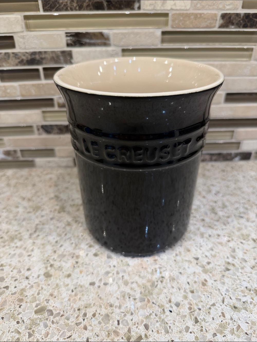 Le Creuset Stoneware Utensil Crock in Glossy Charcoal Black